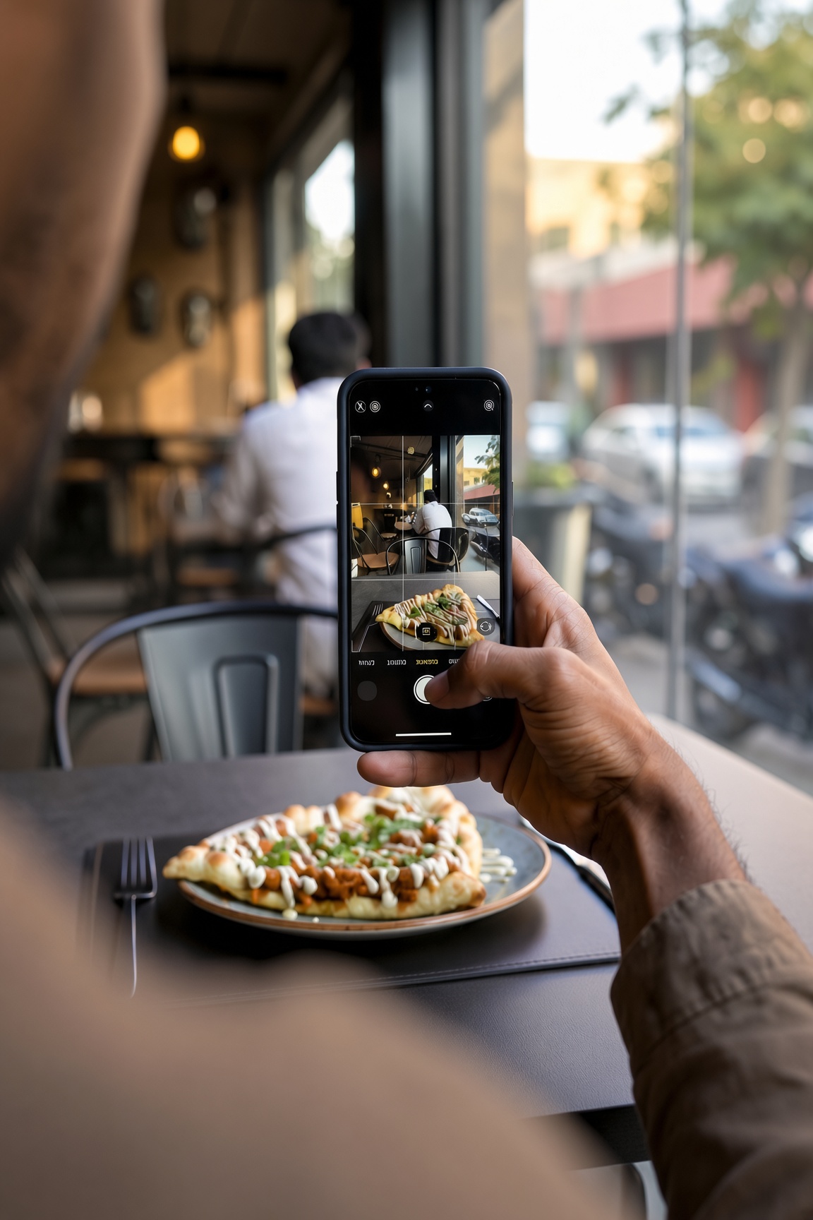 Karachi food creator filming a product review for a brand campaign